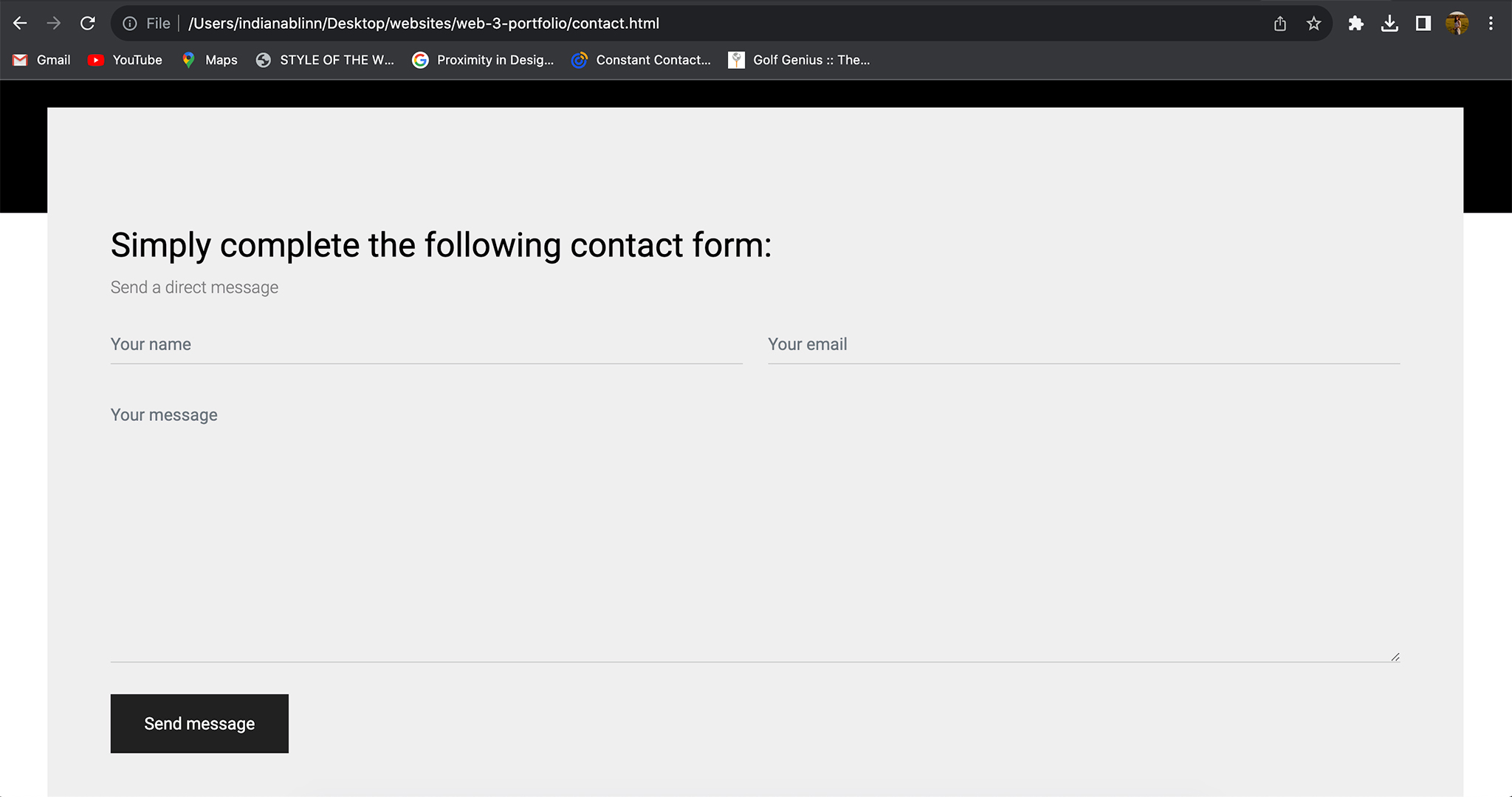 Screenshot of a web form I coded.