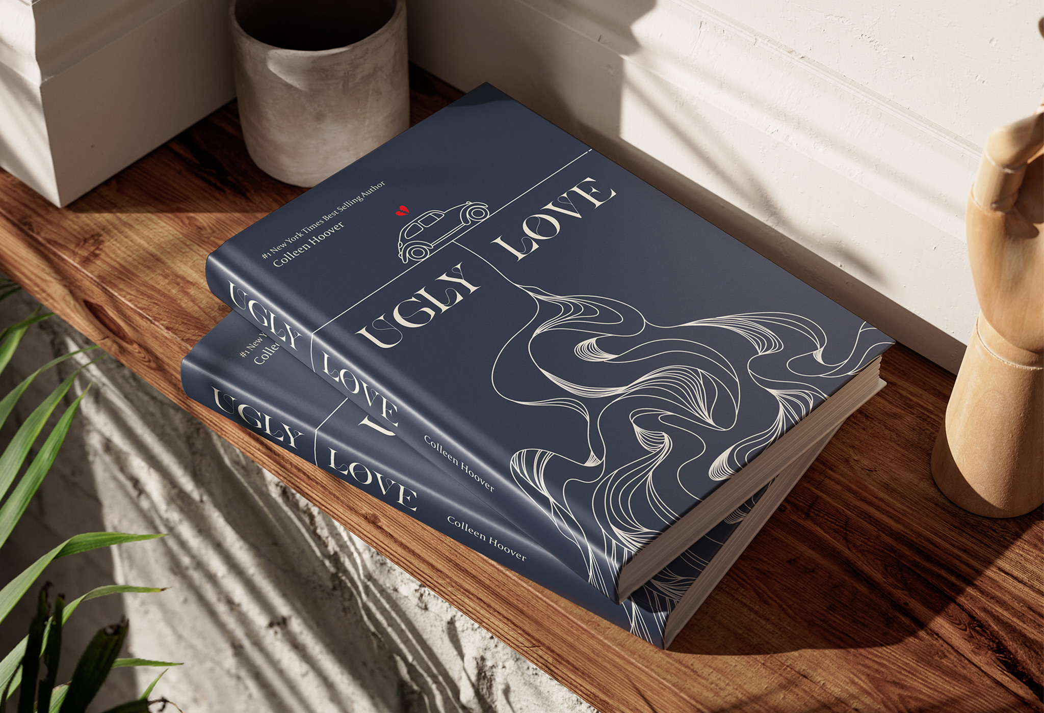 Ugly Love cover print mockup, providing a clear view of the fine illustrations and typographic choices.