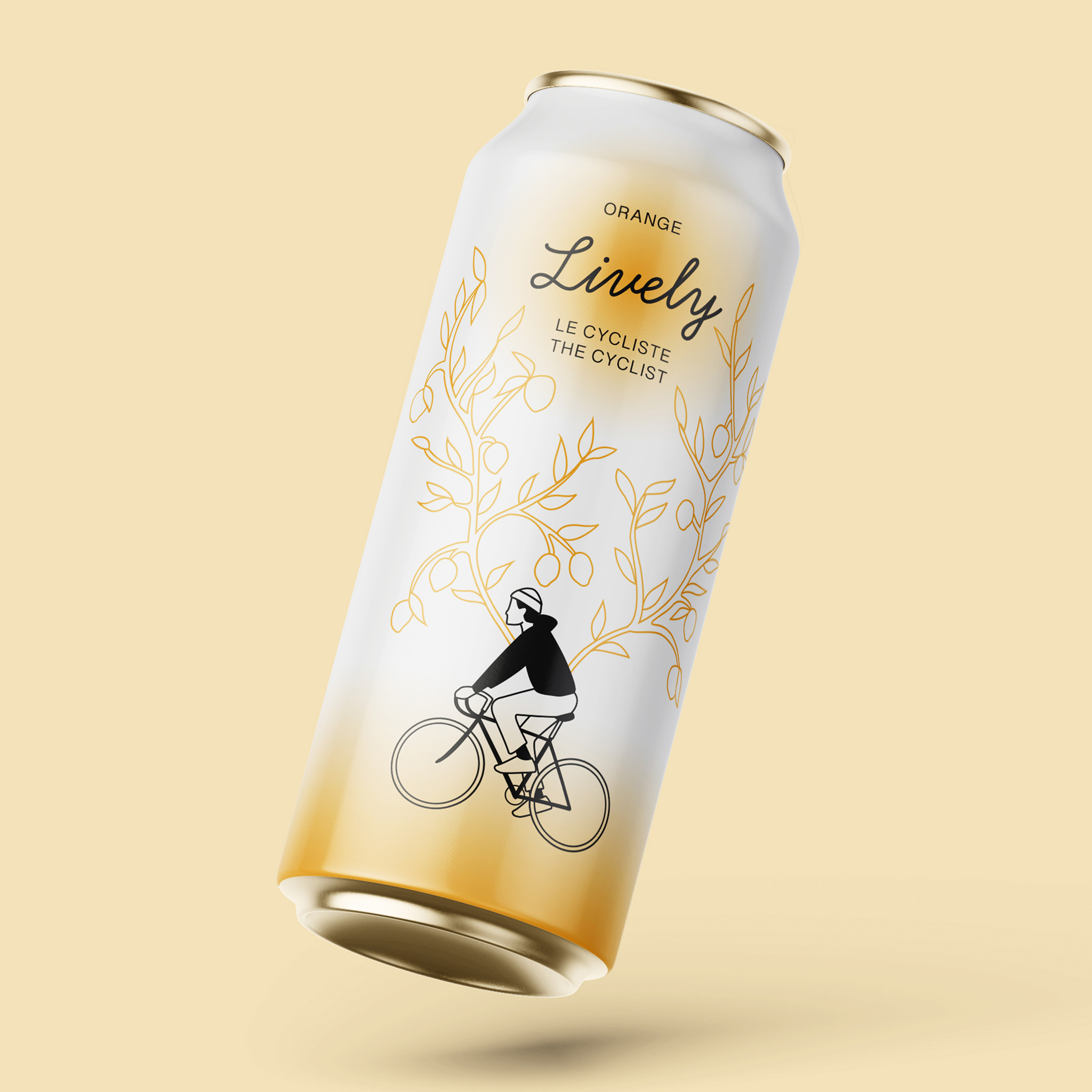 Mockup of packaging design for an imagined all-natural energy drink.